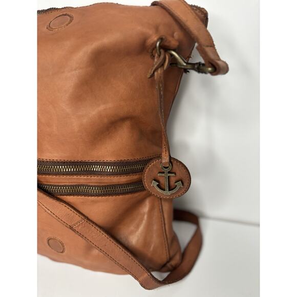 Harbour 2nd Anchor Love Leather Convertible Crossbody Flap Over Option Cognac - Picture 4 of 13